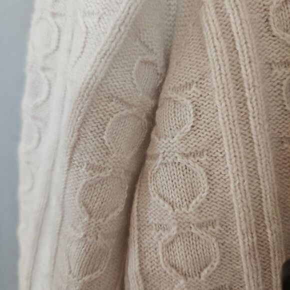 Salvatore Ferragamo Cashmere Cotton XO Cable Knit Stitch Cardigan Mens M Ivory - Picture 6 of 14